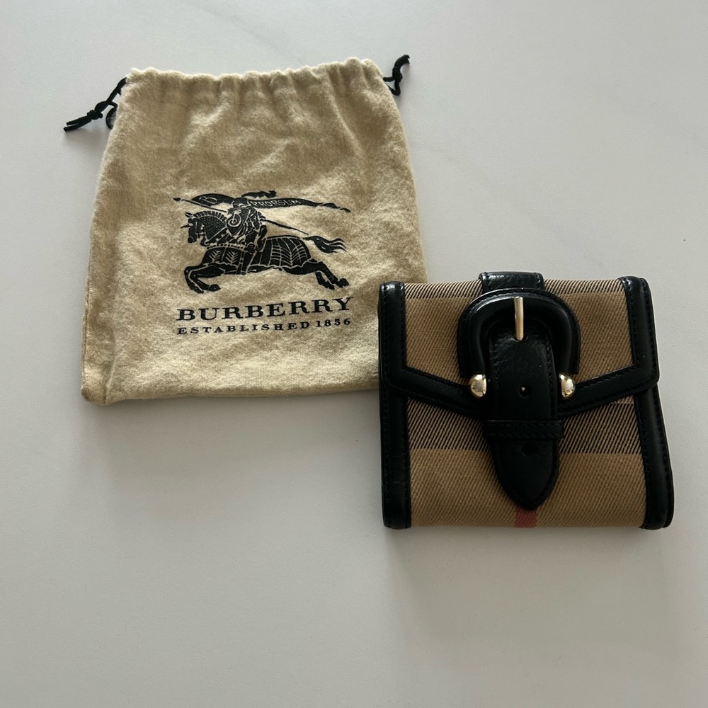 Burberry Tan and Black Checkered Wallet